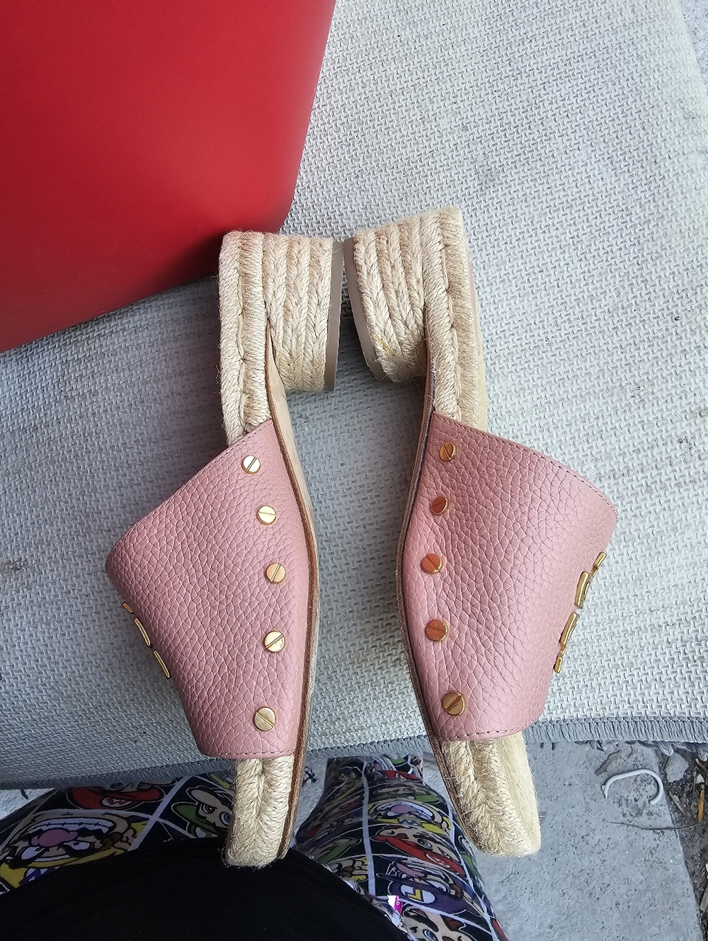 Tory Burch Dusty Pink Leather Espadrille Slide with Gold Logo - Picture 8 of 9